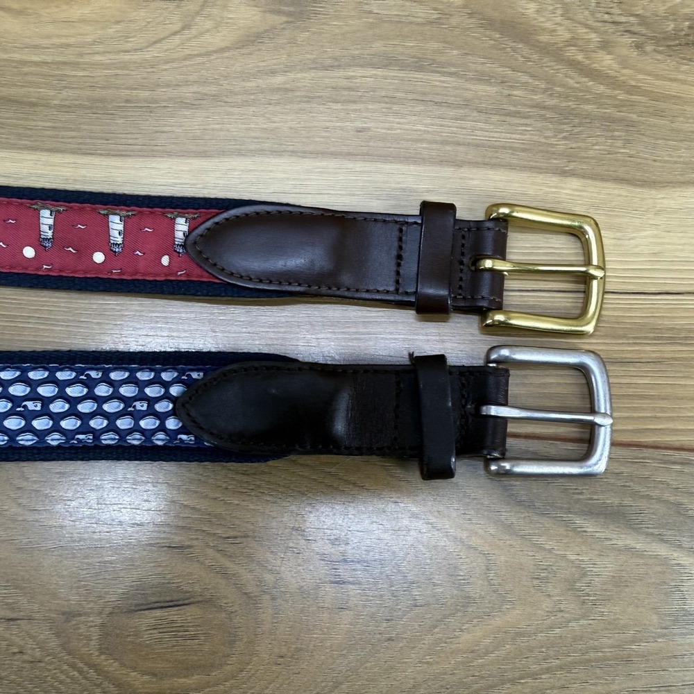 Vineyard Vines‎ Mens Belt Size 30 Lot of 2 Blue Whale and Light House Preppy Ivy - Picture 4 of 7